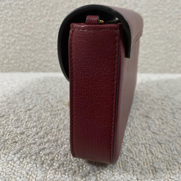 Authentic Pre-Owned Dior Medium Saddle Pouch with Chain Burgundy Goatskin - Picture 3 of 16